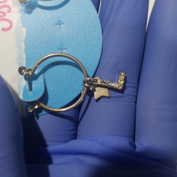 Justice Silver-tone Hoop Earrings Sparkling "L" & star-shaped charms - Girls - Picture 7 of 8